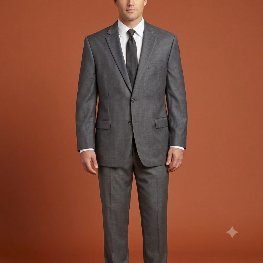 Joseph A Bank Wool Blazer Mens 46R Gray‎ Two Button Classic Sport Coat
